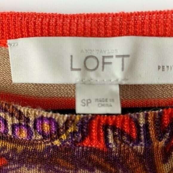 Loft Size Small Petite Light weight Sweater Long Sleeve Scoop Neck Orange - Picture 4 of 5